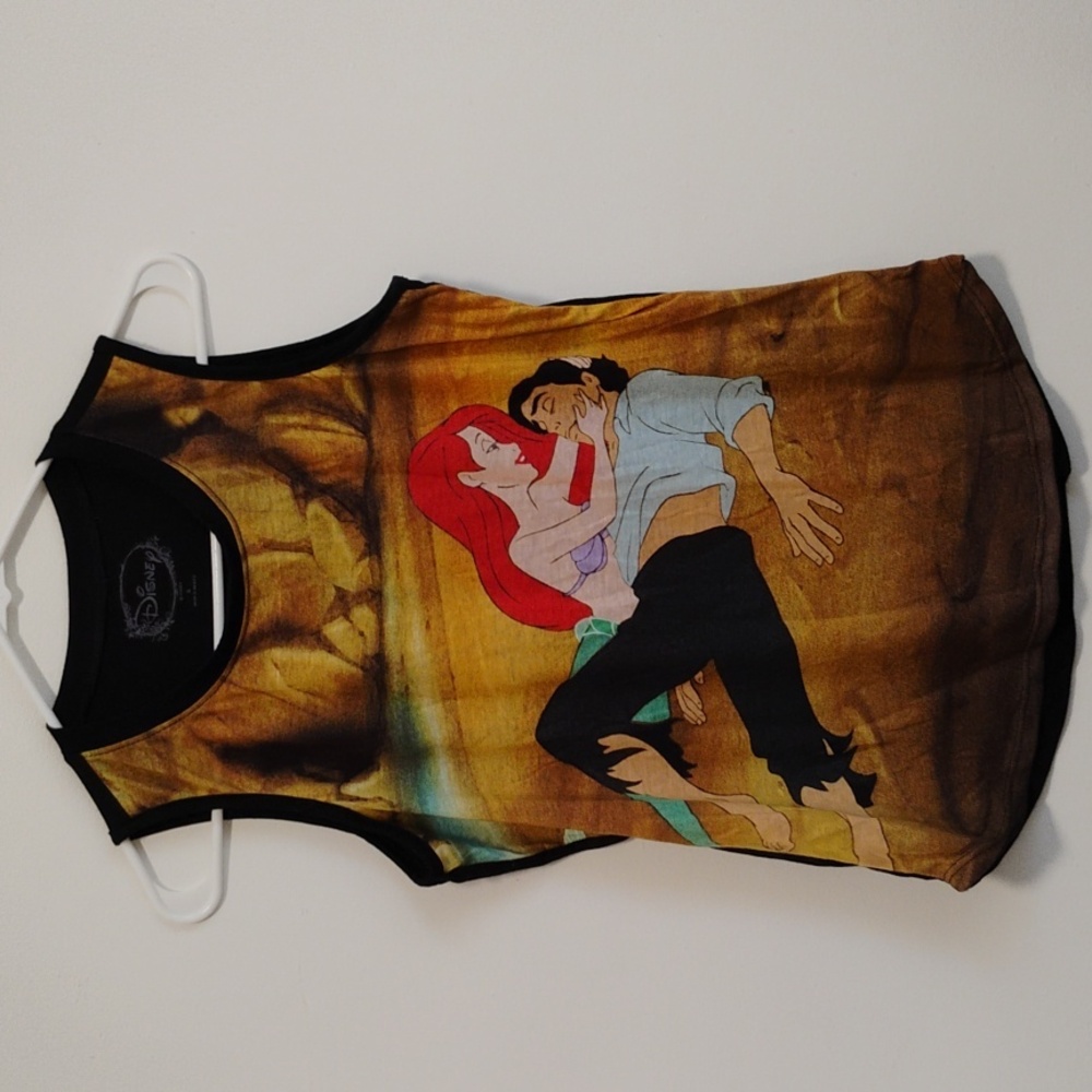Disney | black The Little Mermaid Ariel + Prince Eric tank | Juniors S | NWOT